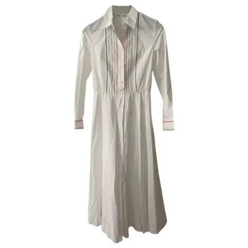 Loro Piana LoroPiana White Cotton Long Sleeve Dress-2508 Size US XS / EU 42 / 0 - 2 Thumbnail