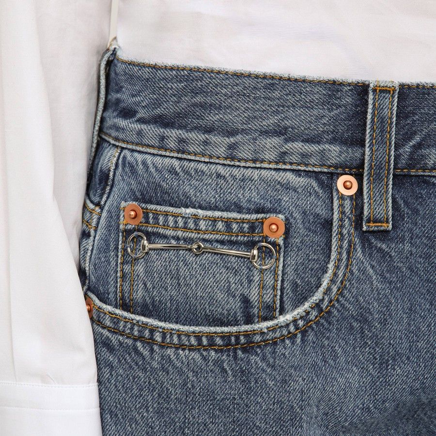 Gucci o1d2blof0824 Denim Jeans With Turn-Ups in Blue Size 28" / US 6 / IT 42 - 5 Thumbnail