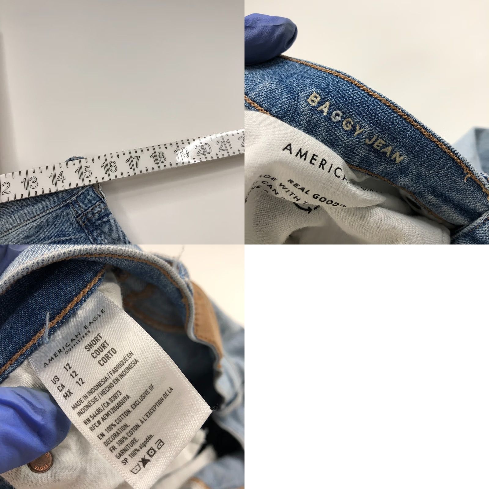 American Eagle Outfitters VINTAGE American Eagle Baggy Jean 12 Short Denim High Rise Distressed 30W 28L Womens Jeans Size 34" / US 12 / IT 48 - 8 Thumbnail