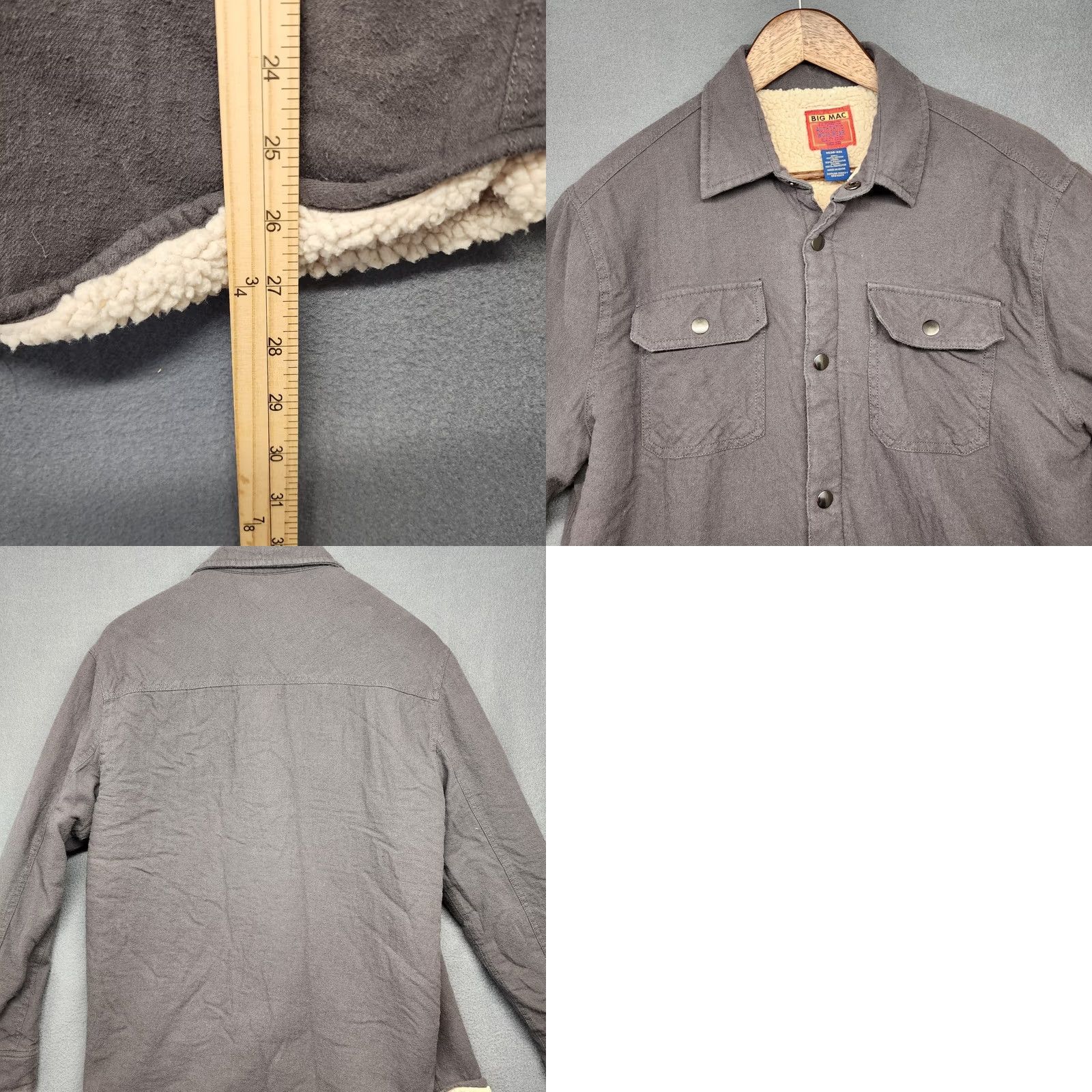 JCPenney VINTAGE Big Mac Shacket Jacket Mens Medium Gray Sherpa Lined Snap JC Penney Workwear Size US M / EU 48-50 / 2 - 8 Thumbnail