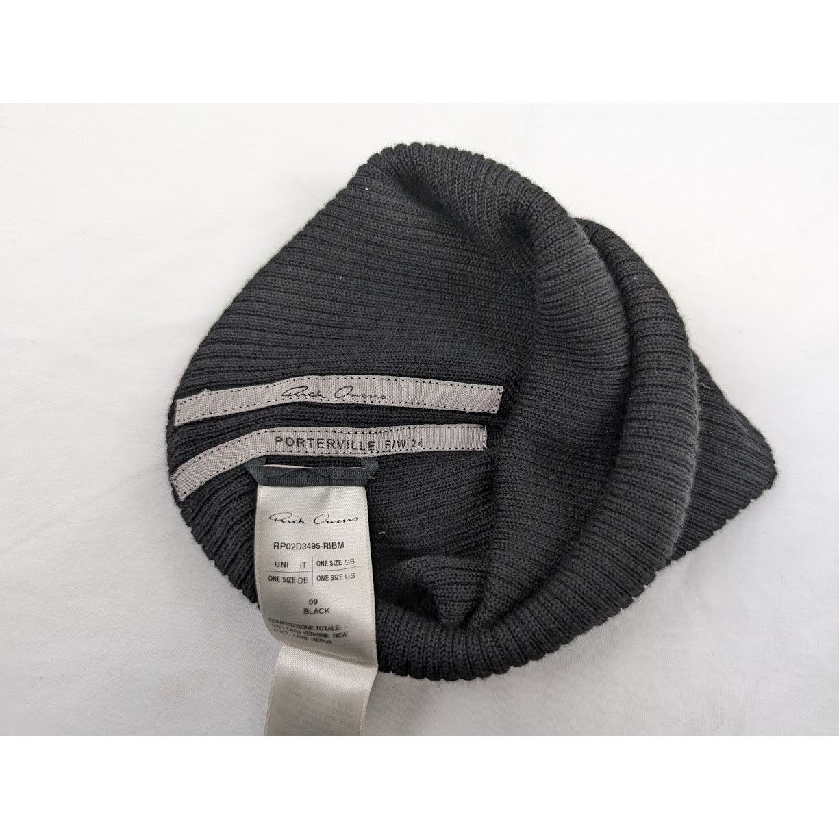 Rick Owens o1rshd1 Size:OS / Wool Ribbed Beanie Hat / Cap in Black Size ONE SIZE - 9 Thumbnail