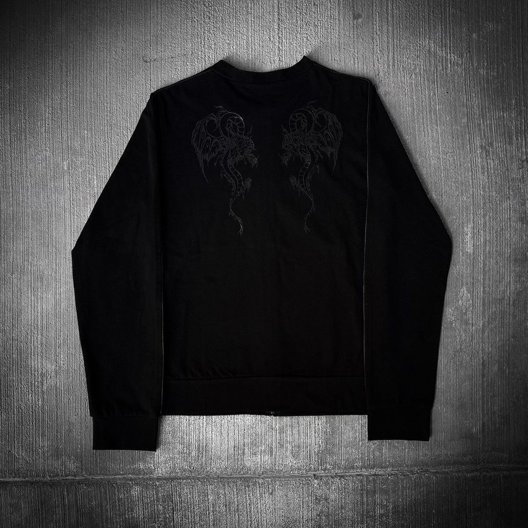 image of Bpn Dragon Collarless Track Jacket in Black, Men's (Size Medium)