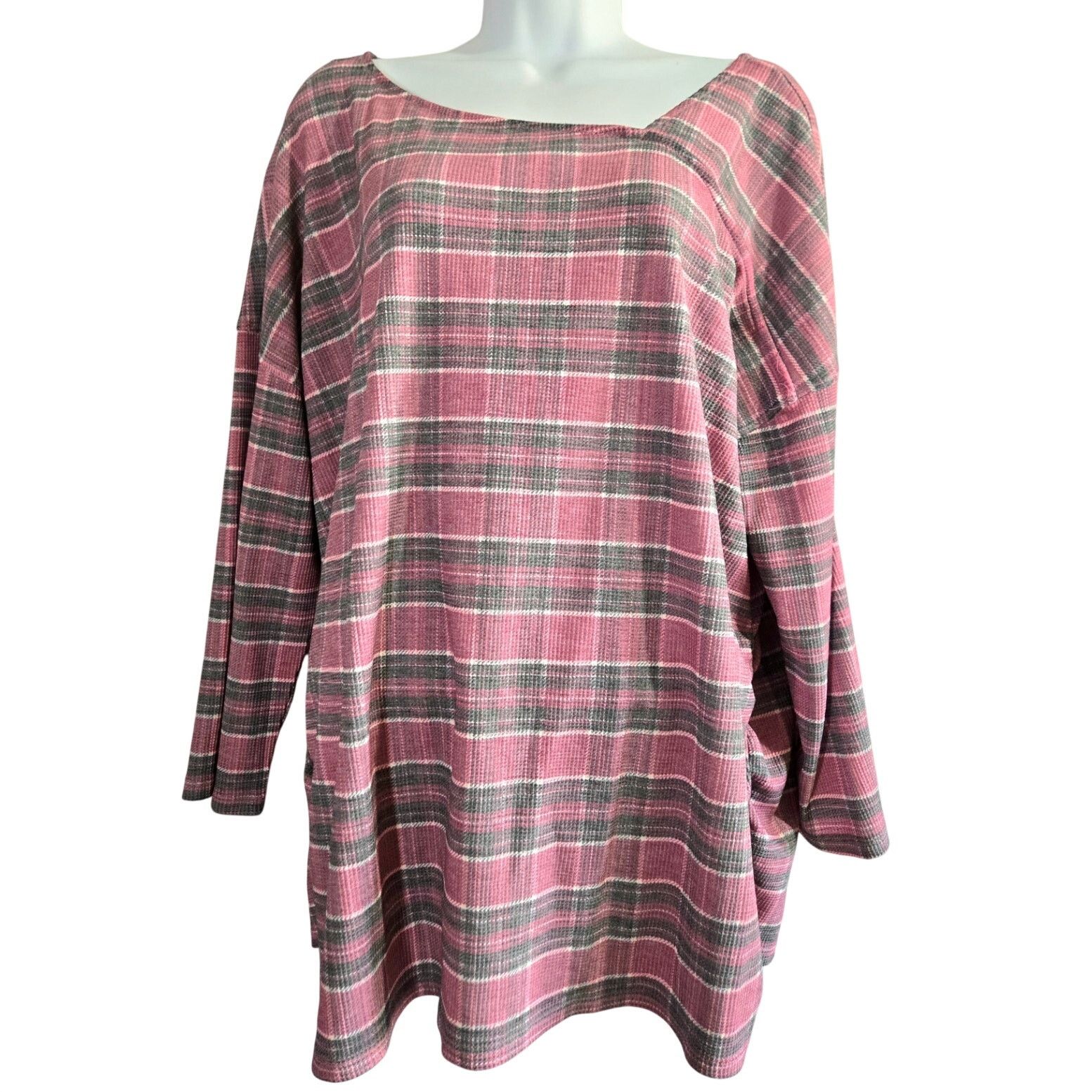 Other Cato Pink Plaid Casablanca 3/4 Sleeves Top 18/20 NWTS Size XXL / US 16-18 / IT 52-54 - 1 Thumbnail