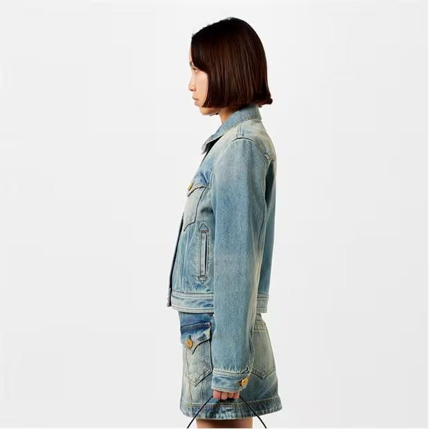 Balmain o1g2r1mq0924 Denim Jacket in Denim Blue Size M / US 6-8 / IT 42-44 - 4 Thumbnail