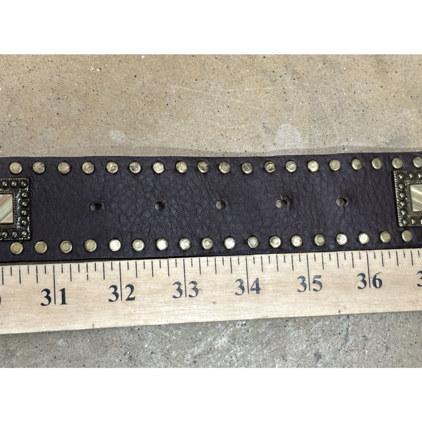 Vintage VINTAGE Another Line Inc Fashion Belt Women Leather Studded Square Crystal Size L Brown Y2K Size ONE SIZE - 8 Thumbnail