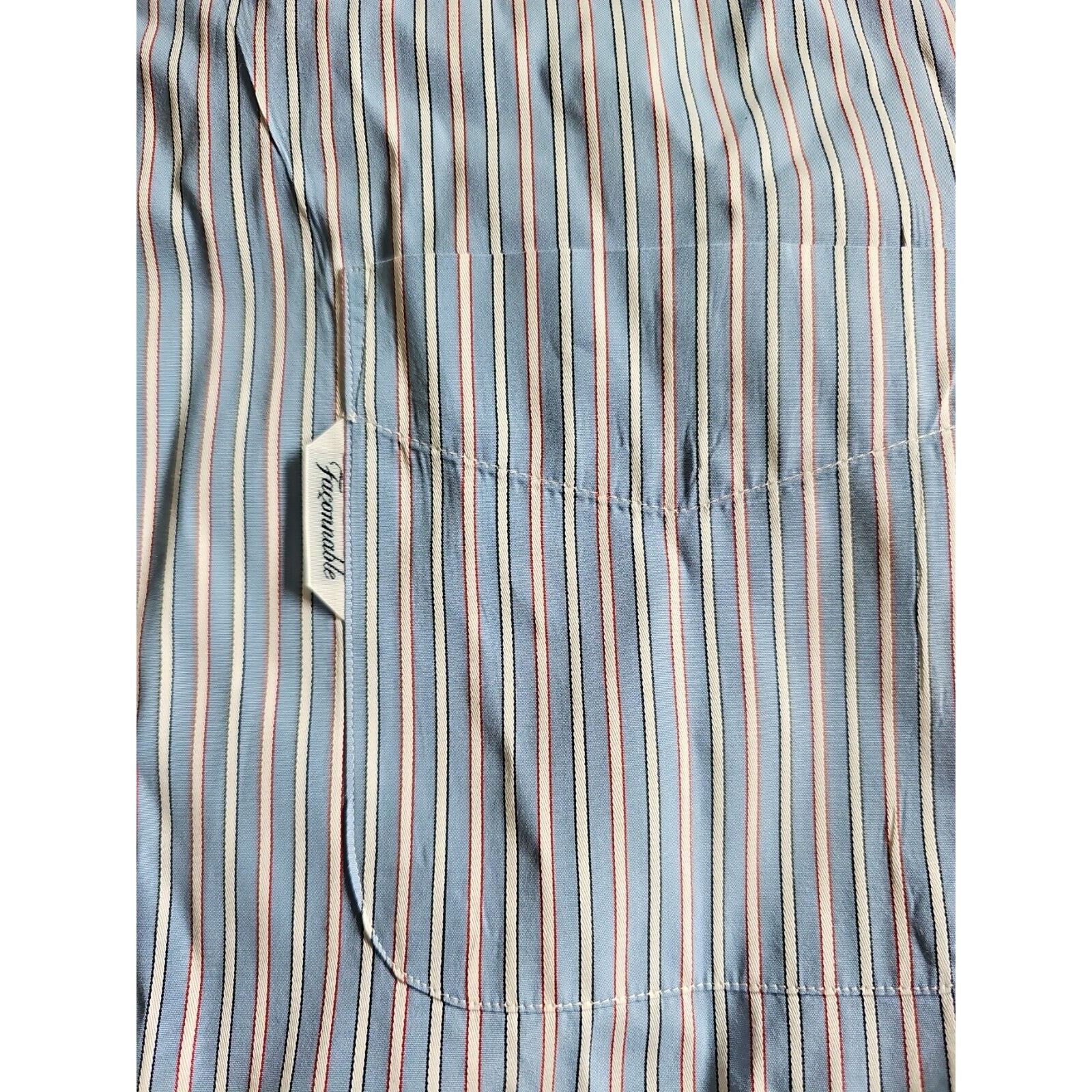 Faconnable Faconnable Men L Blue Striped Cotton Long Sleeve Button-up Size US L / EU 52-54 / 3 - 2 Thumbnail
