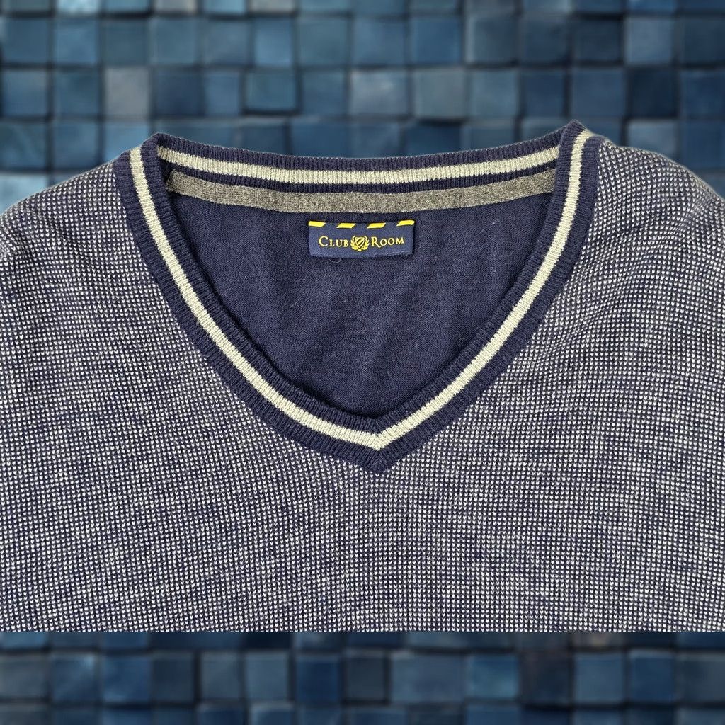Club Room Club Room Lightweight Cashmere Blend Pullover Sweater Men L Heathered Blue, V-Neck, Long Sleeve, Casual Knit Shirt, 46" Chest (Mens) Size US L / EU 52-54 / 3 - 1 Thumbnail