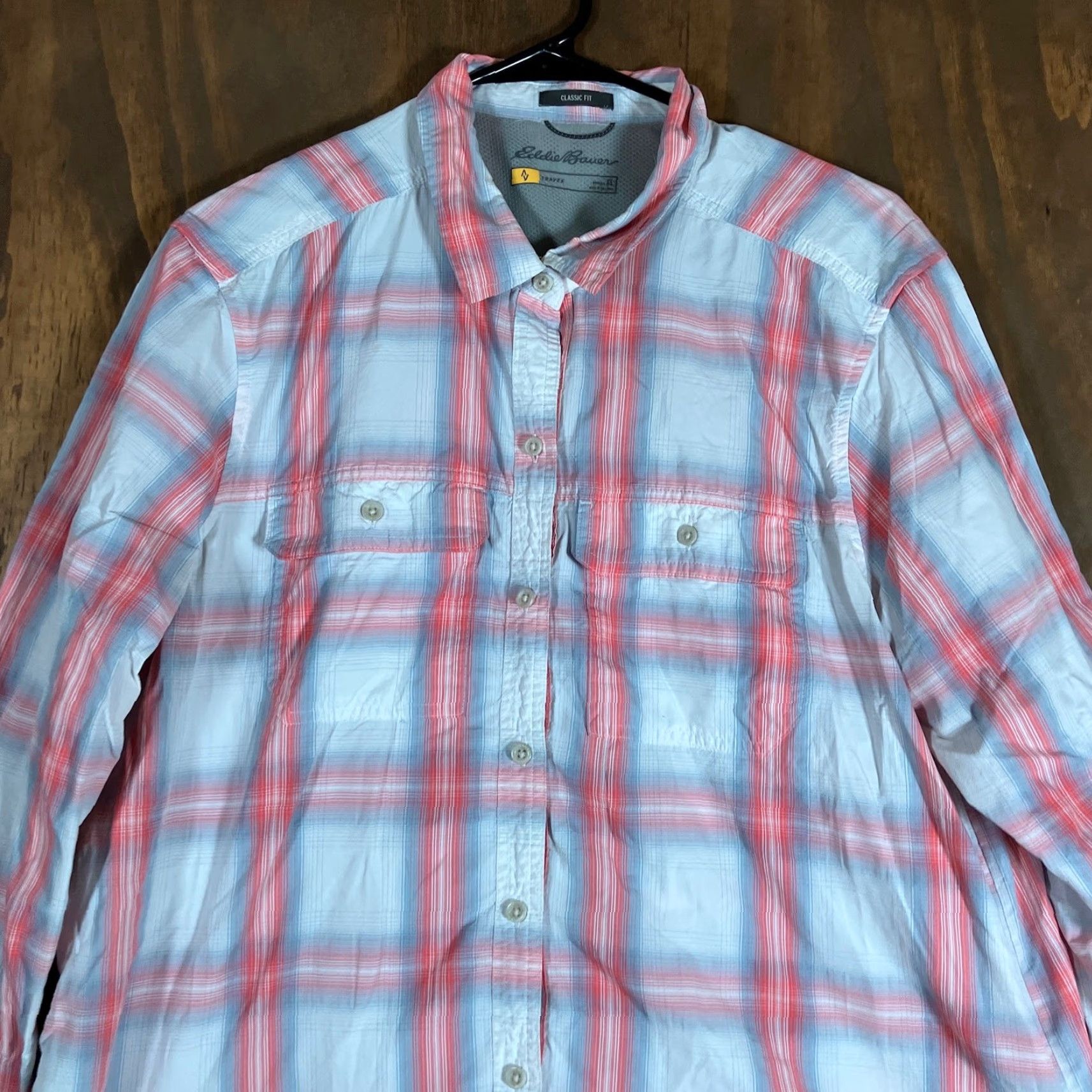 Eddie Bauer VINTAGE Eddie Bauer Womens Shirt Travex Pink Plaid Button Down Classic Fit Stretch XL Size XL / US 12-14 / IT 48-50 - 2 Thumbnail