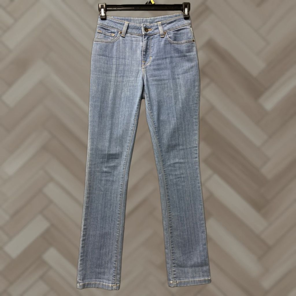 Vintage LL BEAN Jeans Women’s 2R Fit Blue Pin Stripes 28x30 Regular Winter 5-Pocket Design Straight Cotton Flannel Button Zip Womens Size 28" / US 6 / IT 42 - 1 Thumbnail