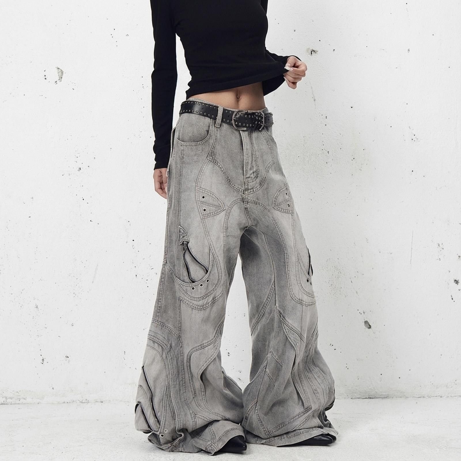 Japanese Brand Deconstructed Oversized Flare Denim Jeans Size 27" / US 4 / IT 40 - 6 Thumbnail