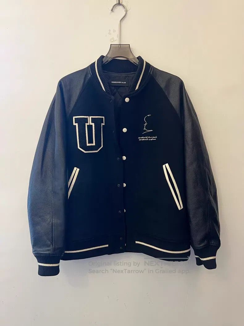 Undercover Undercover 22 AW Leather Sleeve Wool Baseball Jacket Size US L / EU 52-54 / 3 - 1 Thumbnail