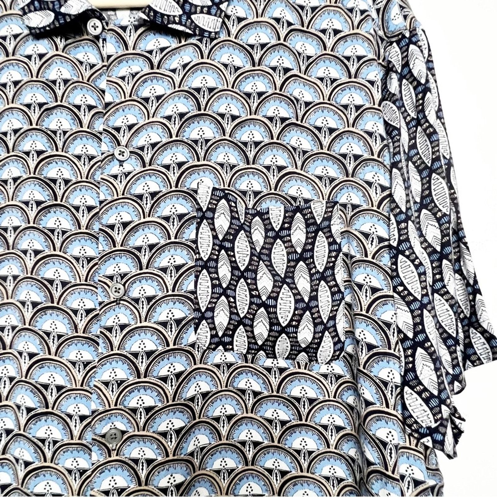 Express Express Blue & White Geometric Print Shirt Men’s XL Size US XL / EU 56 / 4 - 2 Thumbnail