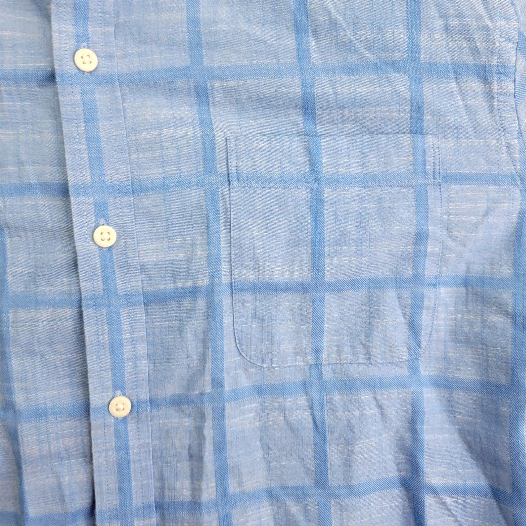 Izod Izod Saltwater Shirt Mens XL Light Blue Plaid Short Sleeve Button 45SW82464 Size US XL / EU 56 / 4 - 3 Thumbnail