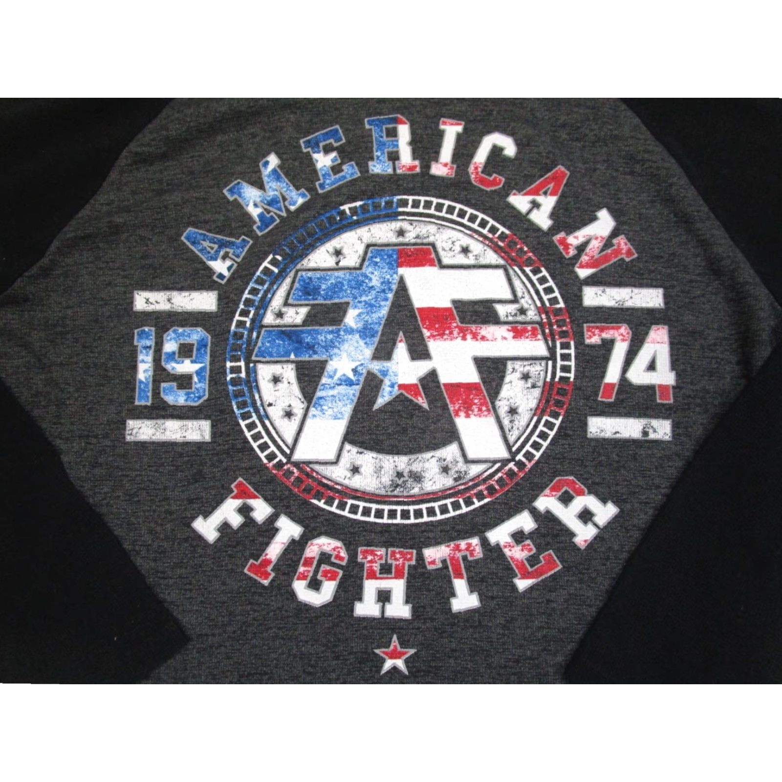 Vintage American Fighter Shirt Men 3XL Gray Raglan Long Sleeve USA Flag Waffle Size US XXL / EU 58 / 5 - 2 Thumbnail