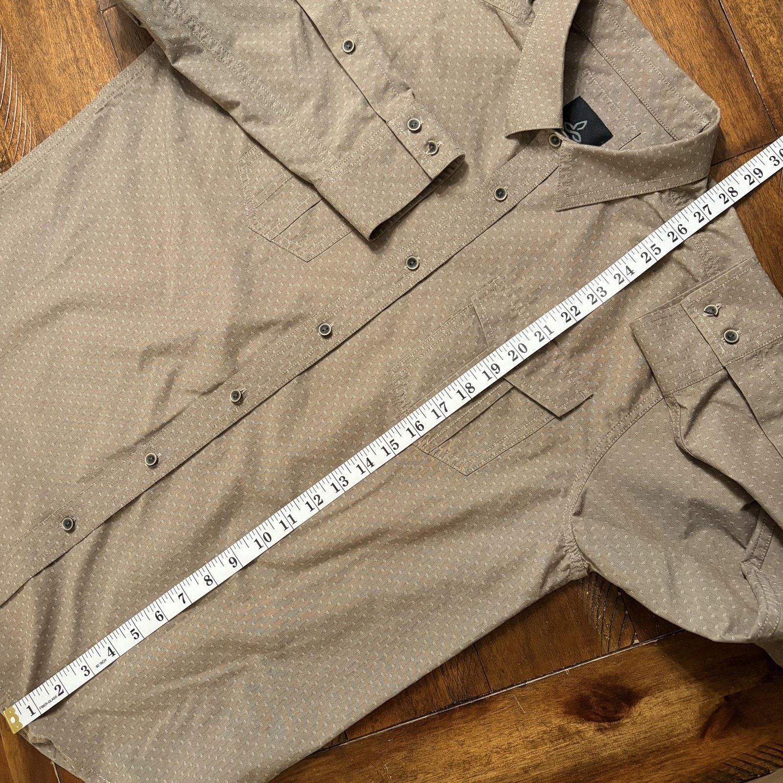 Prana PrAna Shirt Mens Medium Beige Geometric Print Button Front Size US M / EU 48-50 / 2 - 13 Thumbnail
