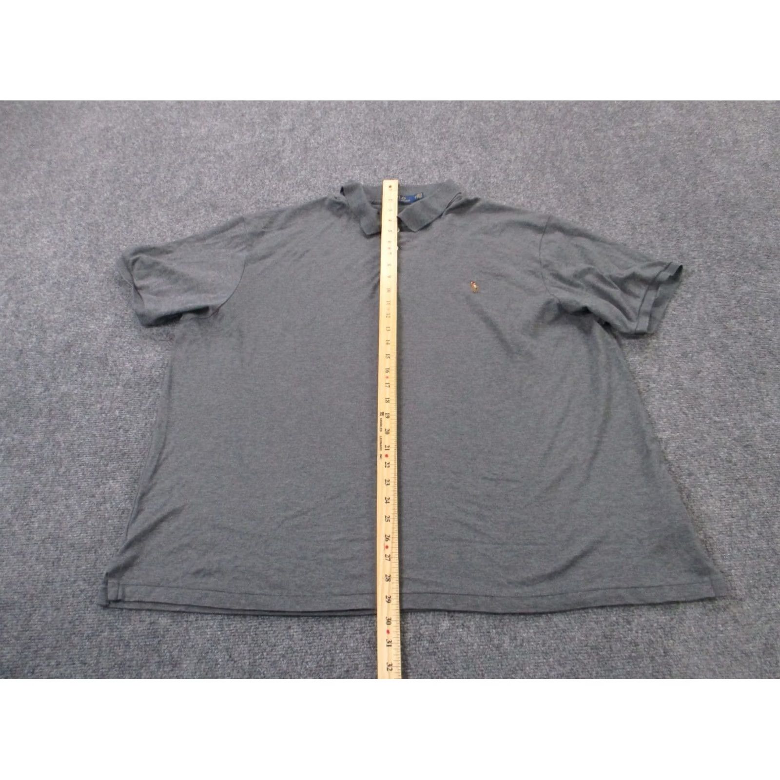 Polo Ralph Lauren Polo Ralph Lauren Shirt Mens Big 2X Gray Polo Shirt Short Sleeve Cotton Knit Logo Classic USA 90s Theme Boys Mens Size US XXL / EU 58 / 5 - 3 Thumbnail