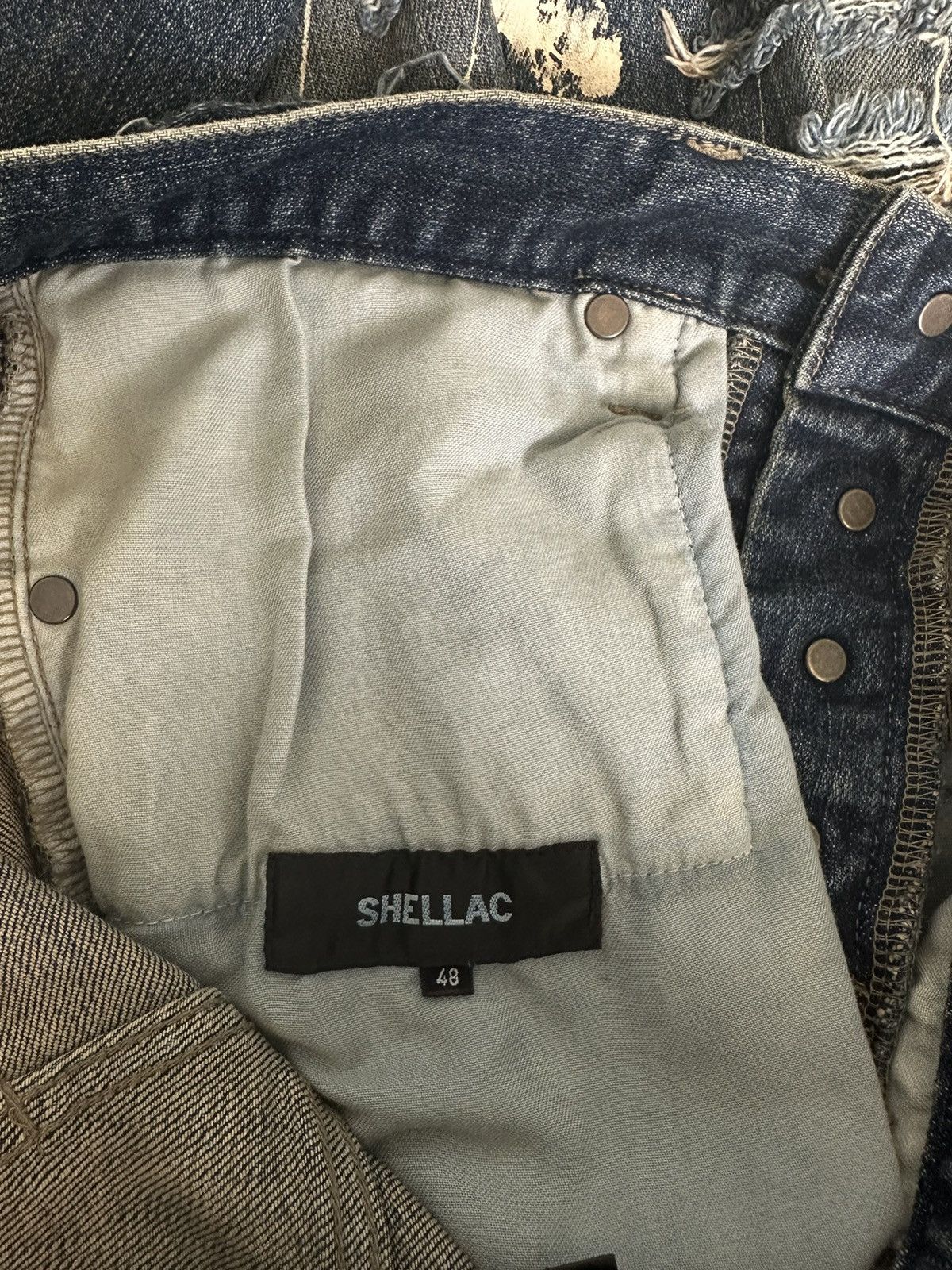 If Six Was Nine × Le Grande Bleu (L.G.B.) × Shellac SHELLAC BOOTCUT DISTRESSED PAINTER DENIM Size US 30 / EU 46 - 13 Thumbnail