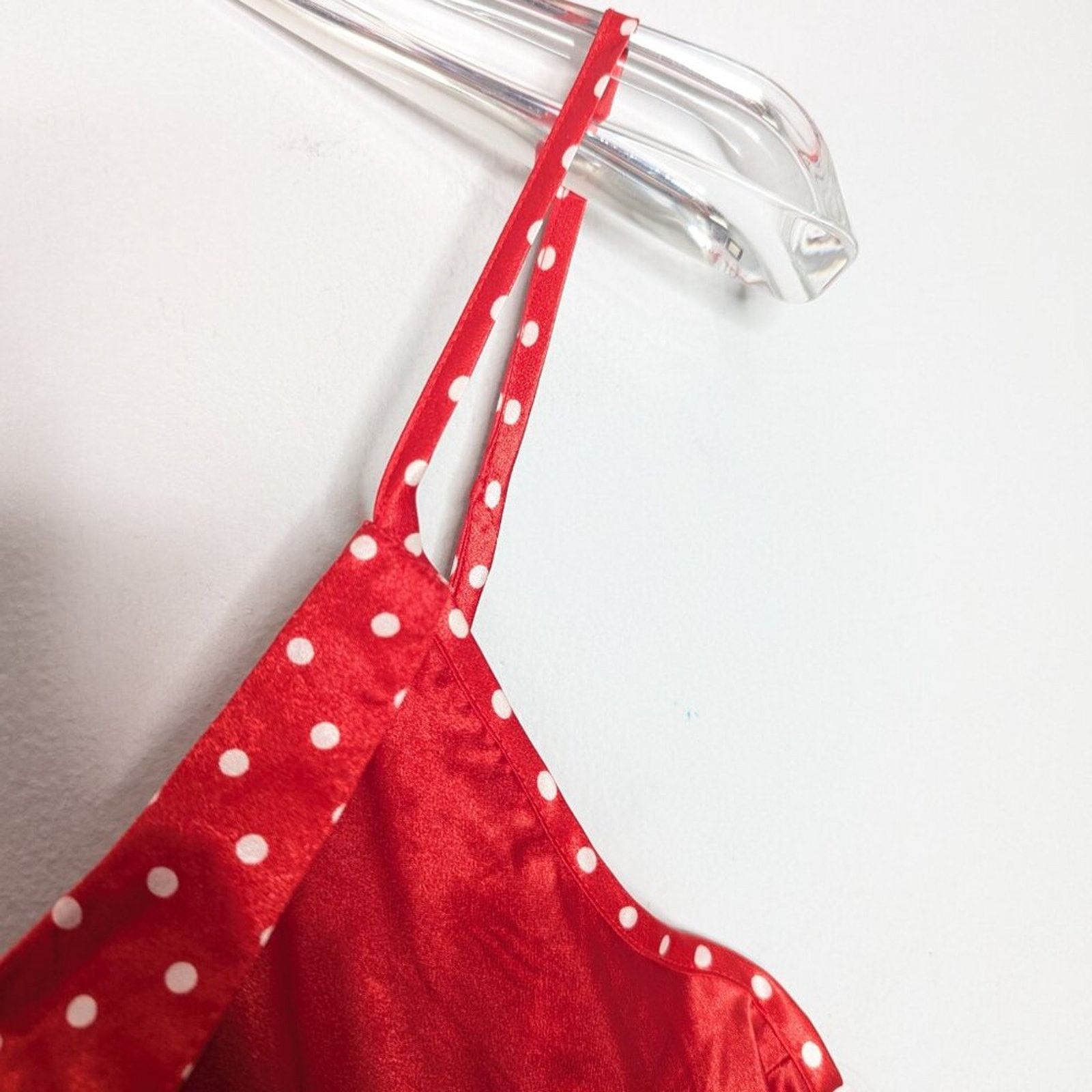 Vintage Body Drama Vintage 90s Red Satin Slip Dress Polka Dot Collar Size M / US 6-8 / IT 42-44 - 9 Thumbnail