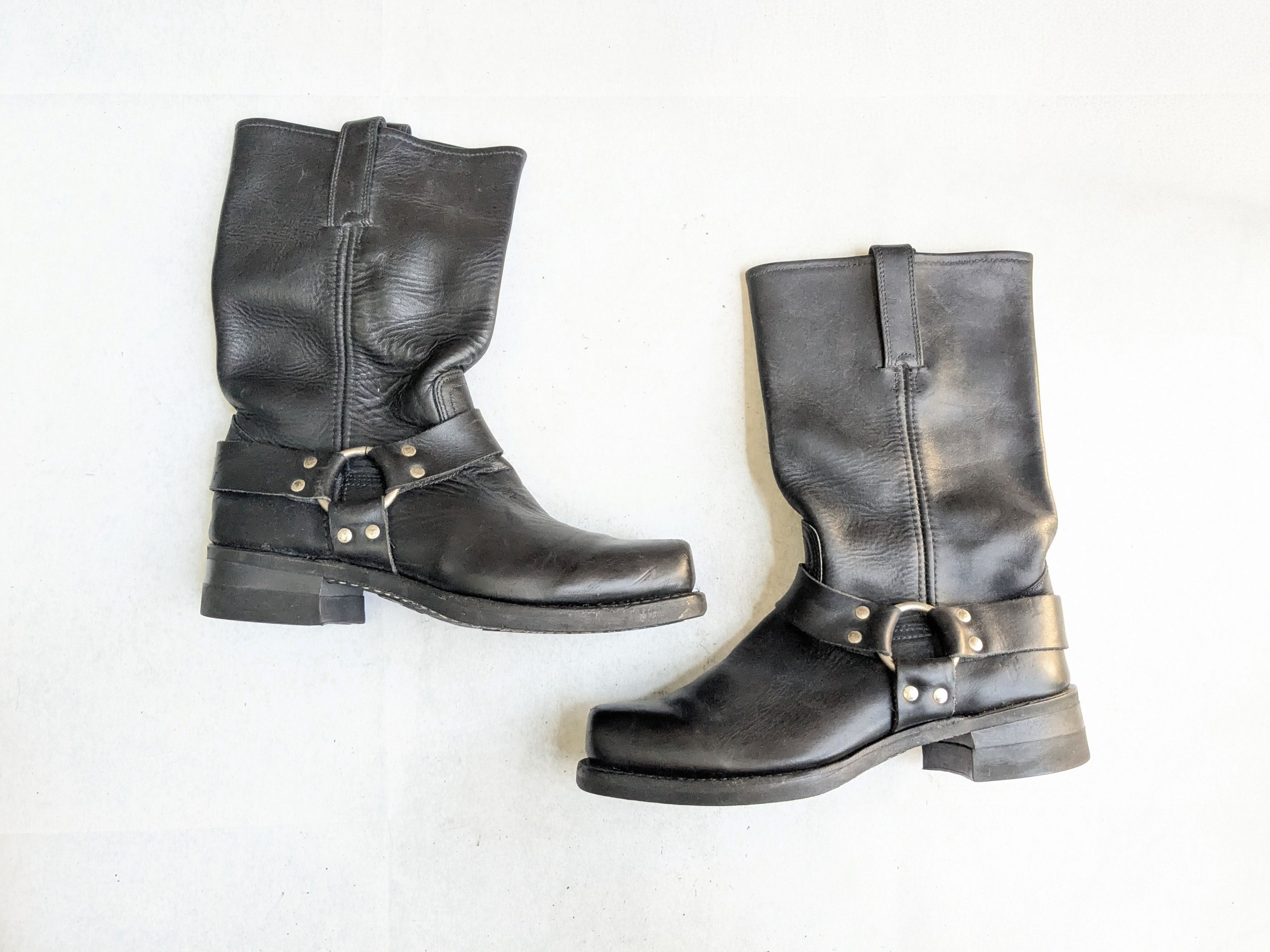 Frye Harness Boots Black Leather 10 Motorcycle Biker