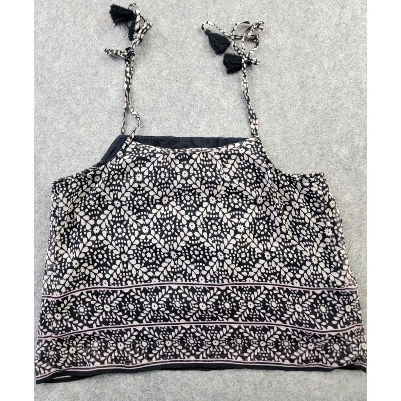 American Eagle Outfitters American Eagle Outfitters Tank Womens Medium Geometric Boho Embroidered Lined Sheer Polyester Black Size M / US 6-8 / IT 42-44 - 7 Thumbnail