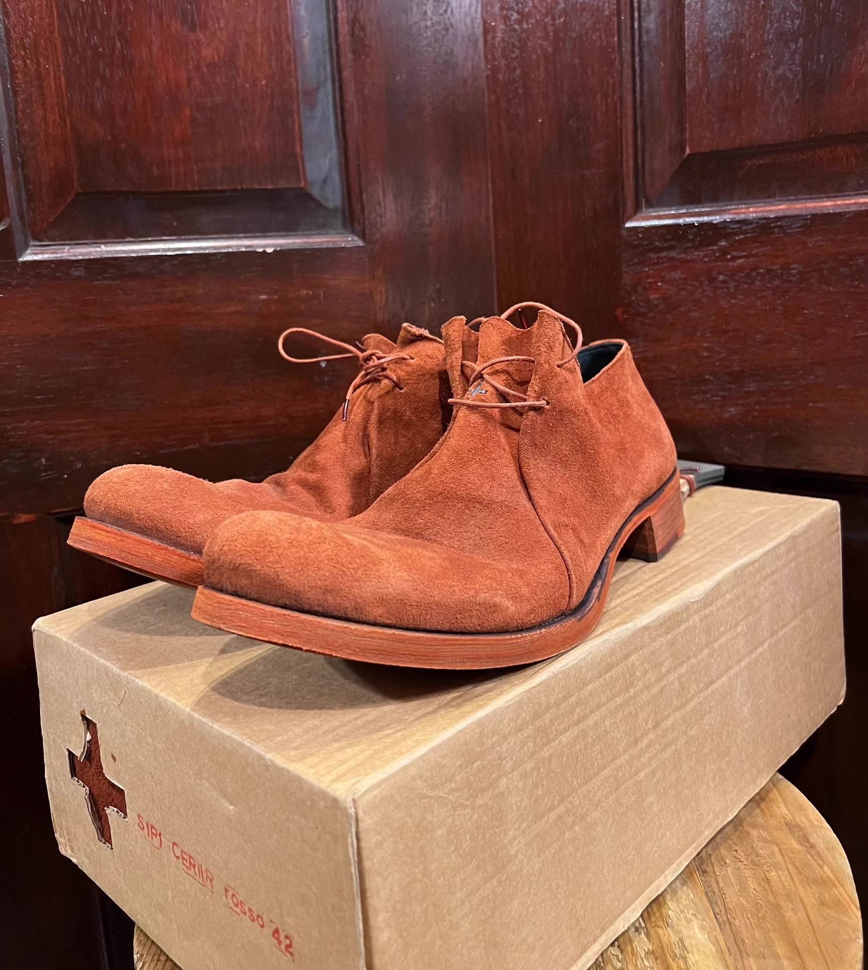 Ma+ m.a+ Rosso Double Fold Derby Shoes. Men's coral‑red Ｑ25 Size US 8.5 / EU 41-42 - 3 Thumbnail