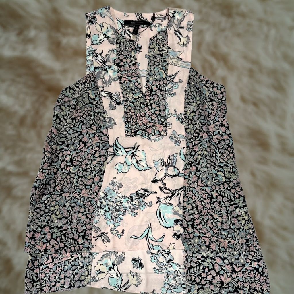 Bcbgmaxazria BCBGMAXAZRIA Womens Tank XS Dusty Rose Multicolor Floral New Vicky Measurements Pink Tank Top Womens XXS - 2XS Size XXS / US 00 / IT 34 - 1 Thumbnail