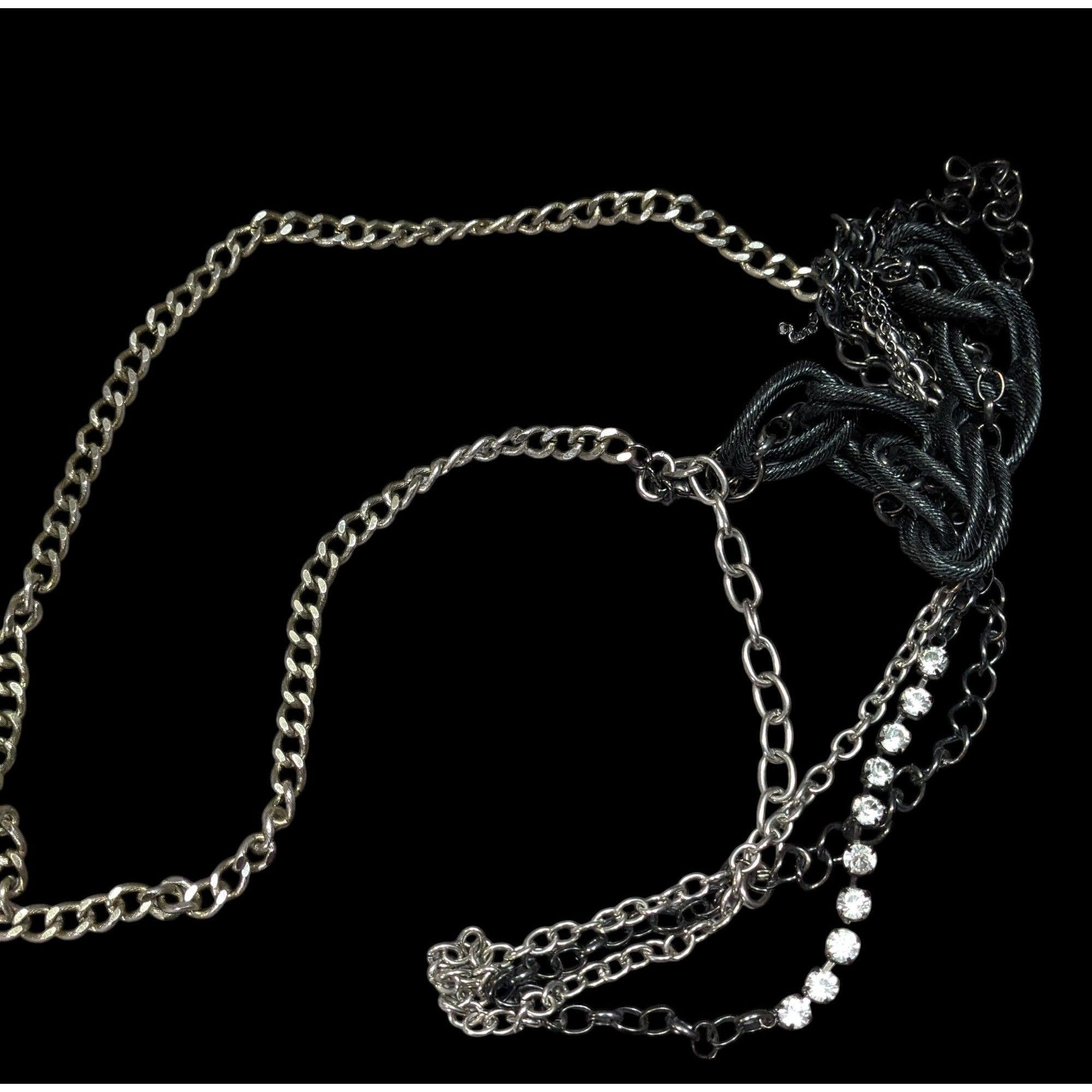 Other Glam Goth Black And Silver Tone Abstract Chain Necklace With Size ONE SIZE - 2 Thumbnail