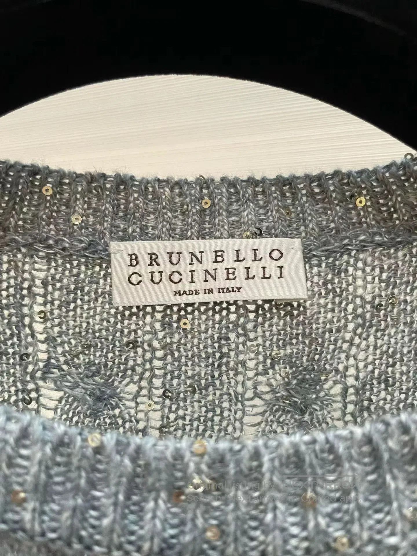 Brunello Cucinelli sequined knit tank top in gray-blue. Size US XS / EU 42 / 0 - 4 Thumbnail
