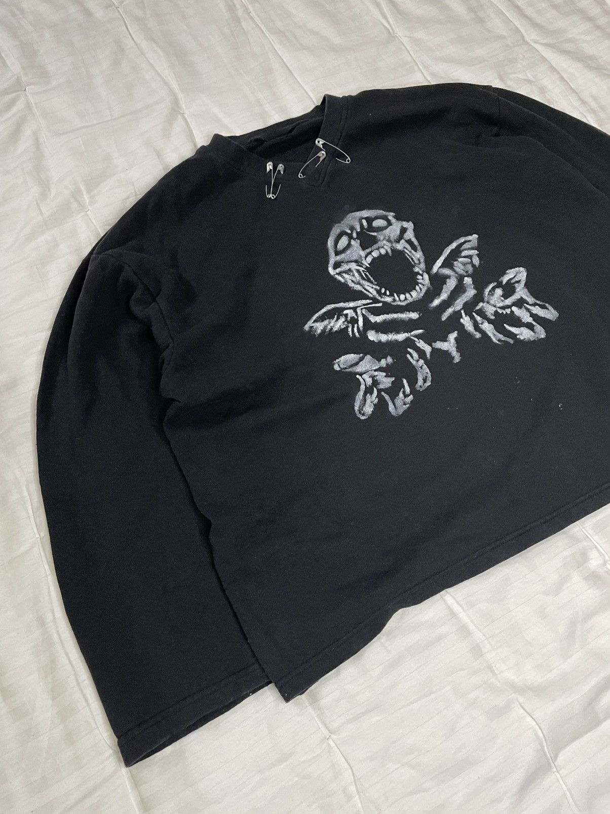 Handmade Custom Made Hand Painted Punk Skeleton Sweatshirt Anarchy Size US XL / EU 56 / 4 - 3 Thumbnail
