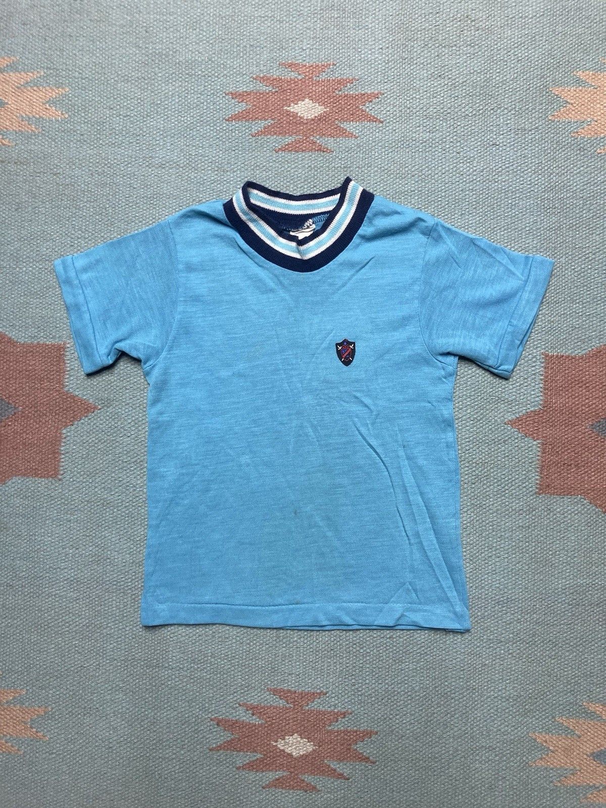Vintage 60s tshirt light blue soft acrylic boys 6 womens XS Baby tee Size XS / US 0-2 / IT 36-38 - 1 Thumbnail