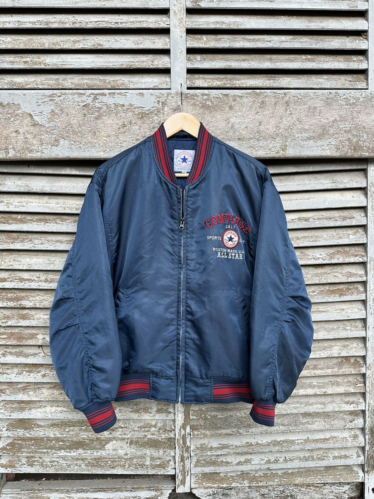 Converse 👹Vintage Converse Boston Mass Embroidery Logo Bomber Jacket Size US M / EU 48-50 / 2 - 6 Thumbnail