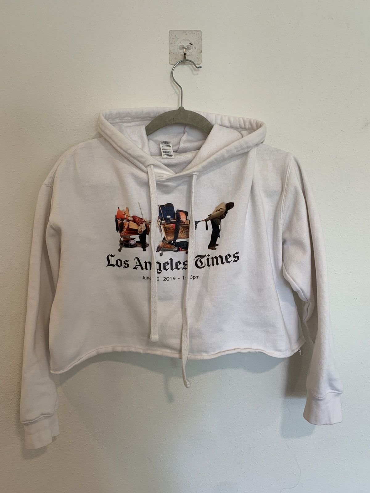 Los Angeles Apparel Los Angeles times White cropped hoodie Size S / US 4 / IT 40 - 1 Thumbnail