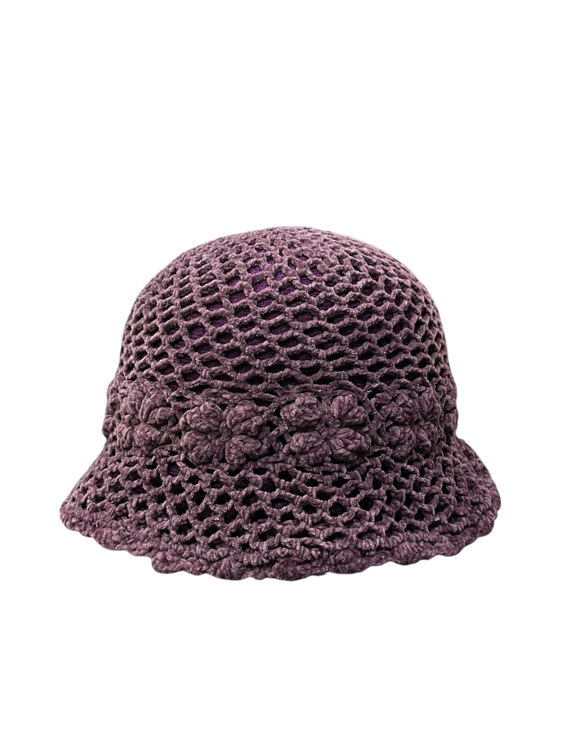 Japanese Brand Vintage Namiki Design Crochet Knit Velvet Bucket Hat Size ONE SIZE - 2 Thumbnail