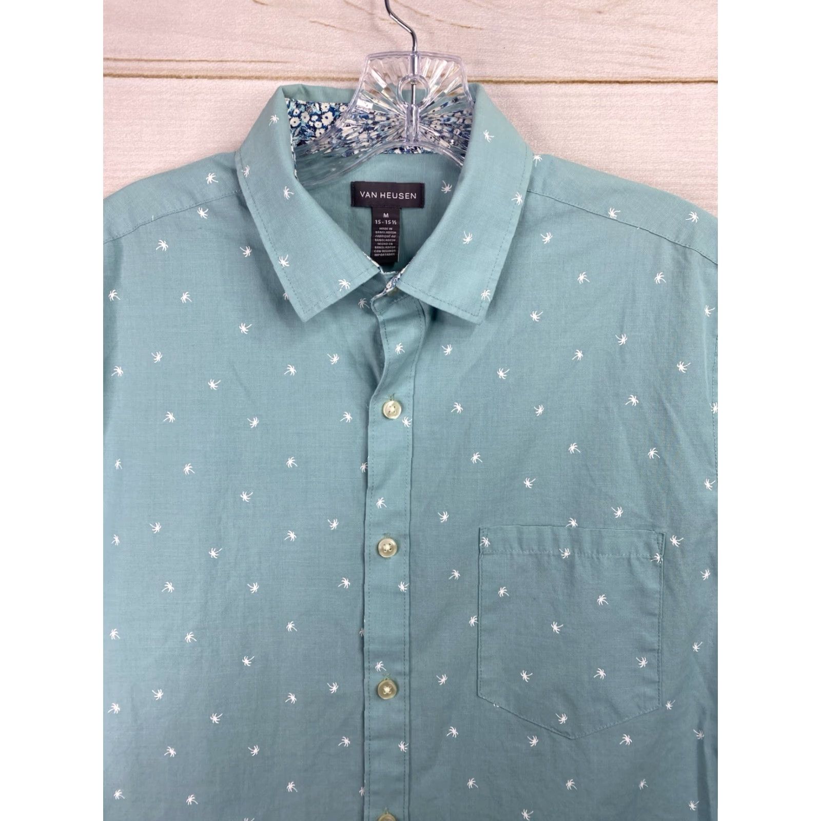 Van Heusen VINTAGE Van Heusen Hawaiian Shirt Mens M Aqua Palm Tree Print Short Sleeve Tropical Fun Size US M / EU 48-50 / 2 - 3 Thumbnail