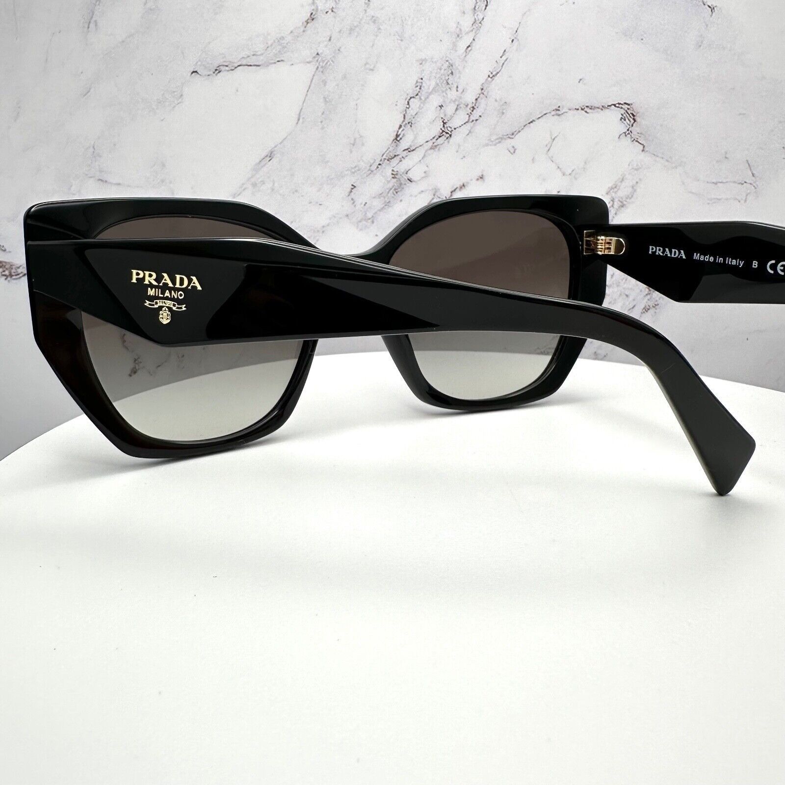 Prada PRADA Sunglasses Symbole Gold Logo Black Authentic Cat Eye Size ONE SIZE - 18 Thumbnail