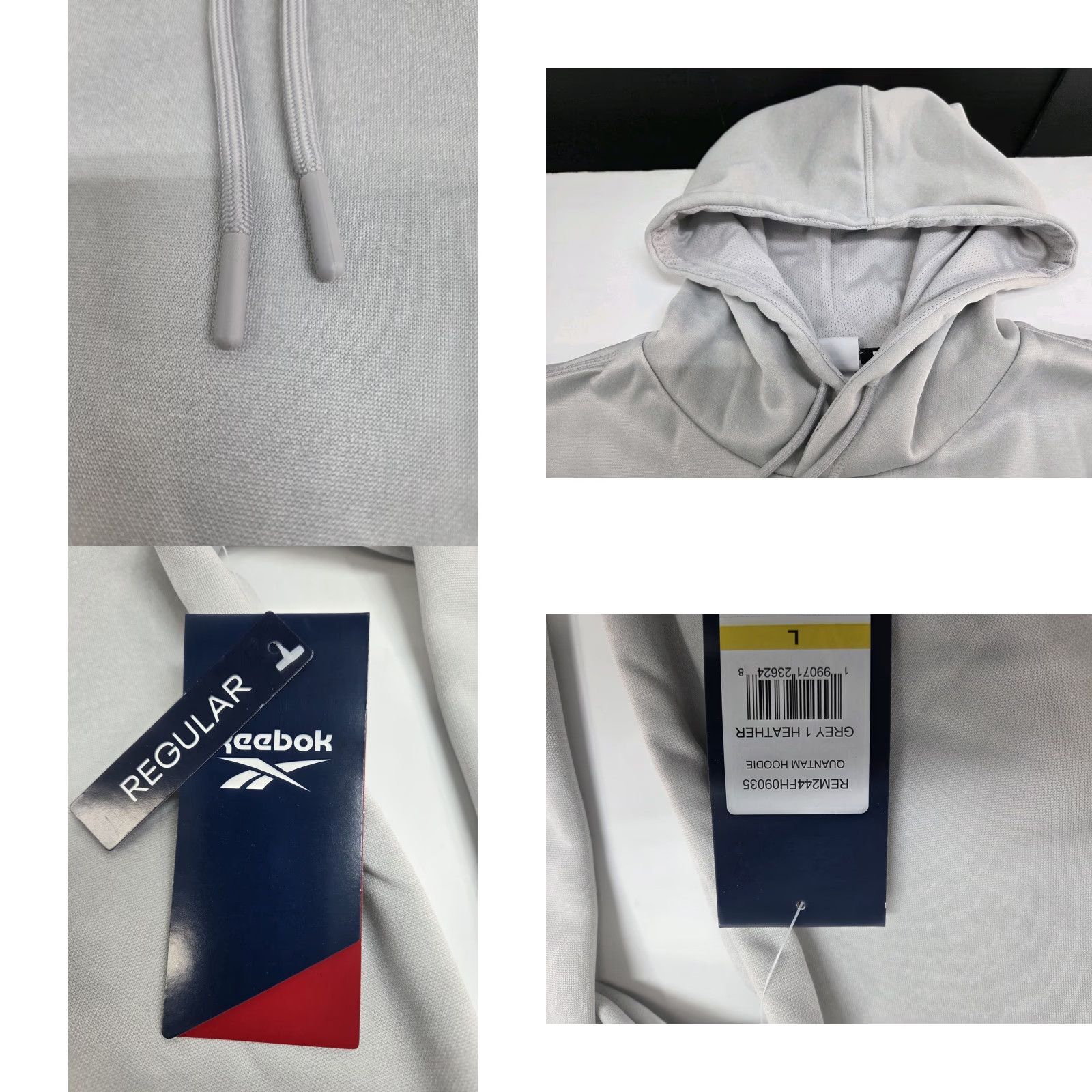 Reebok NWT Reebok Mens Regular Long Sleeve Quantum Hoodie Lt Grey Size L #8358 Size US L / EU 52-54 / 3 - 8 Thumbnail