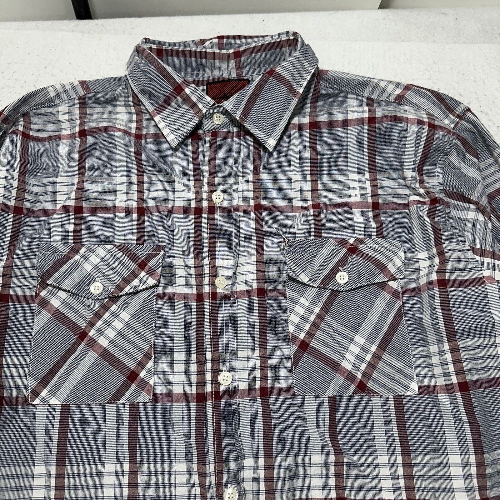 Sahara Club Sahara Club XL Button Down Pocket Dress Shirt Gray Red Plaid Size US XL / EU 56 / 4 - 2 Thumbnail