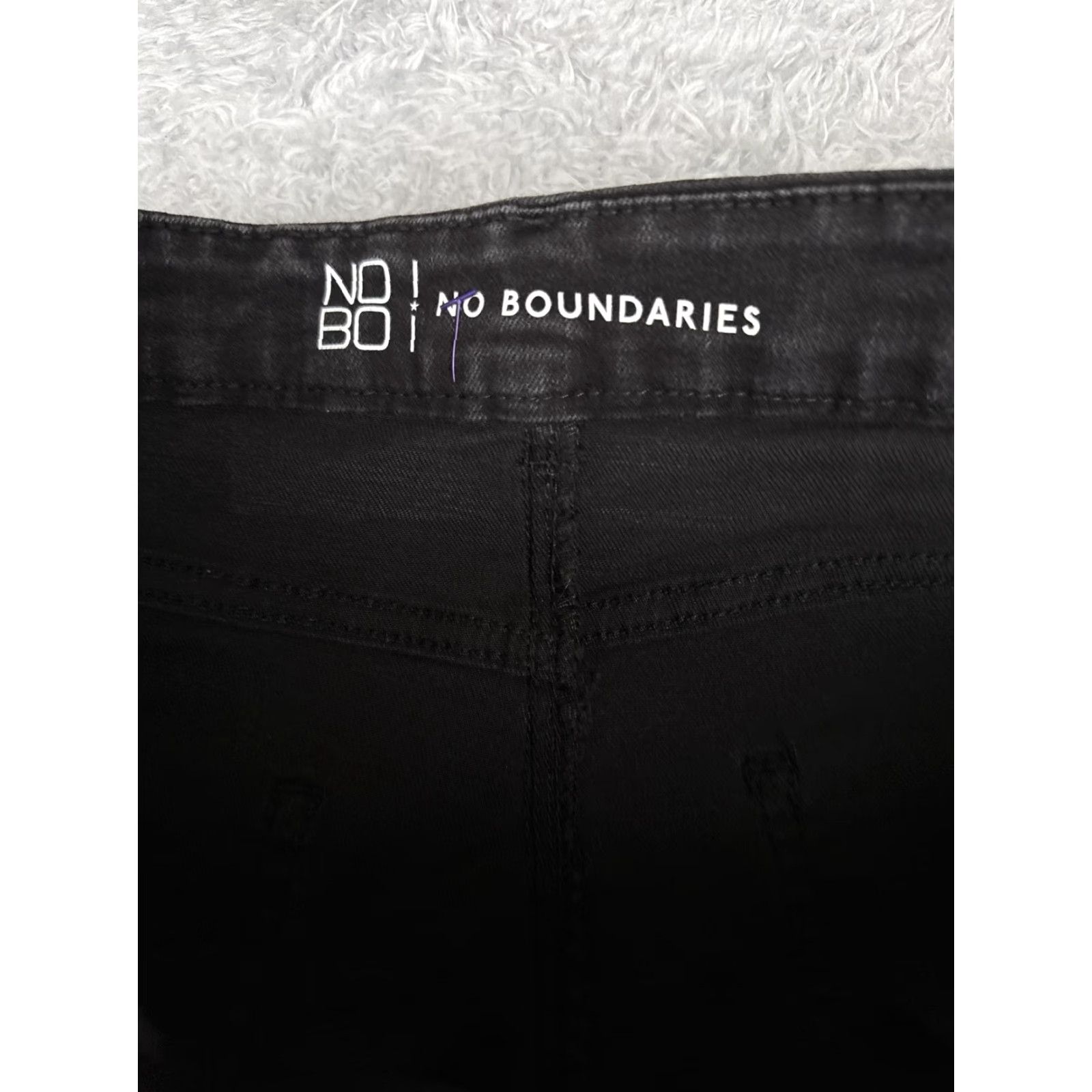 Vintage No Boundaries Jeans Womens Skinny Stretch Denim 31x26 15 Juniors Black Gray 90s Slim Pockets Zip Size 36" / US 14 / IT 50 - 6 Thumbnail