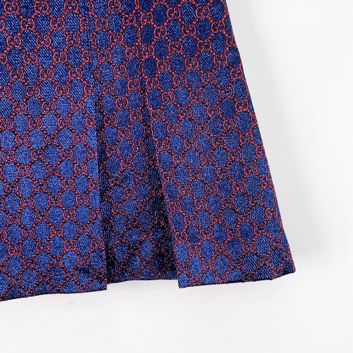 Gucci Gucci Blue Purple All-over Logo Pleated Mini Skirt K26WX Size 25" / US 0 / IT 36 - 4 Thumbnail