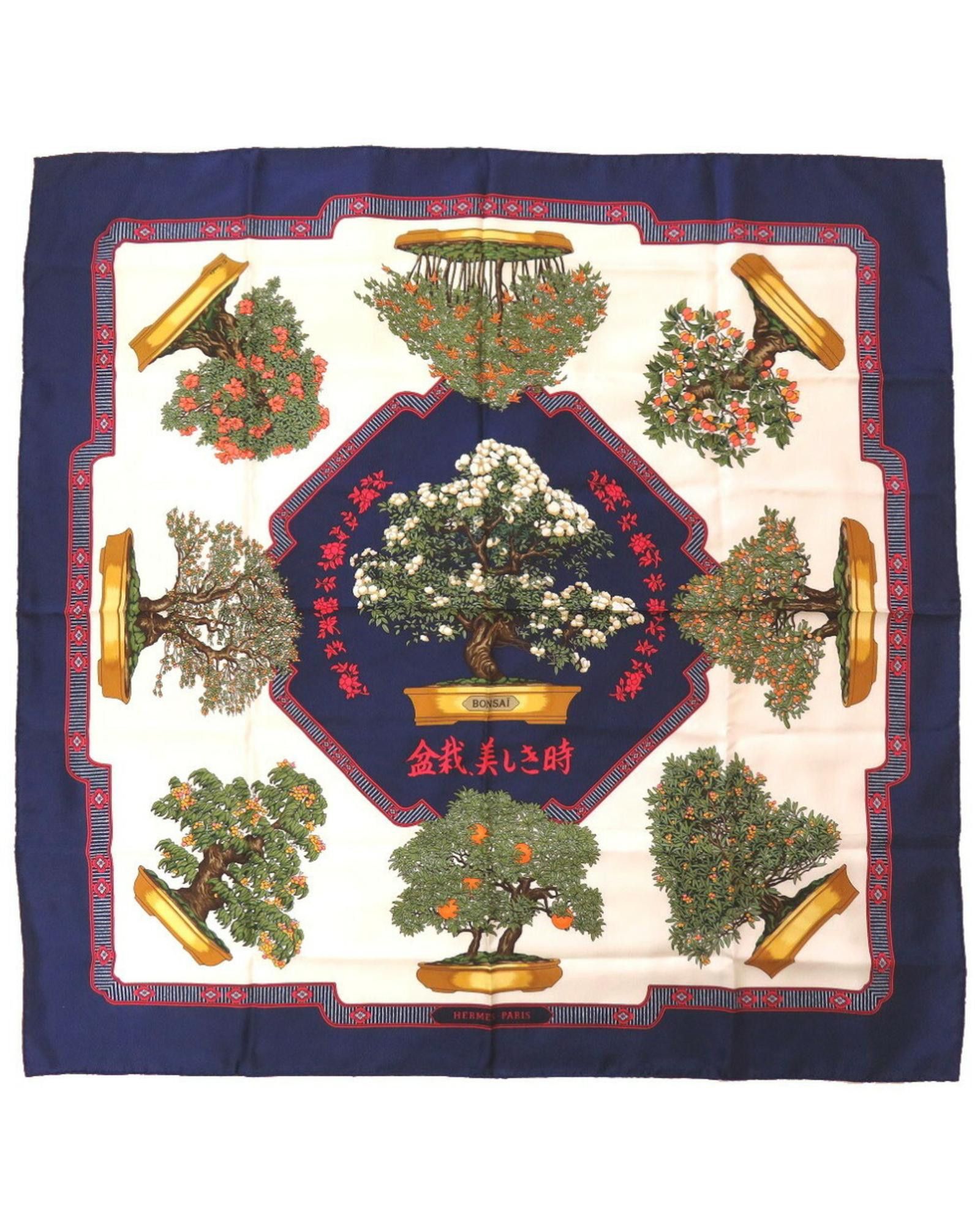 image of Elegant Blue Silk Hermes Bonsai Scarf, Women's