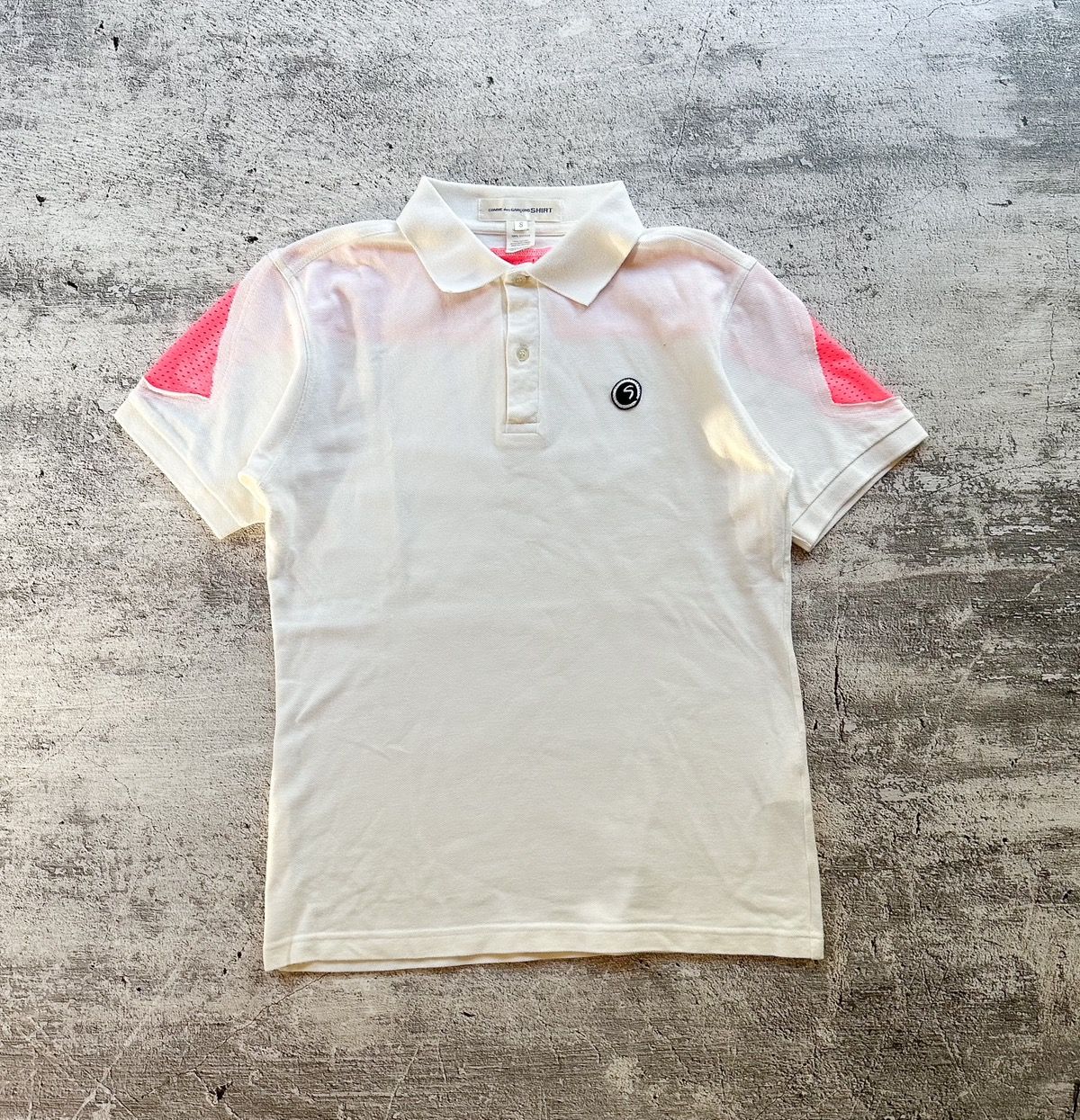 Pre-owned Comme Des Garcons X Comme Des Garcons Shirt Cdg Shirt Jersey Panel Polo Shirt In White