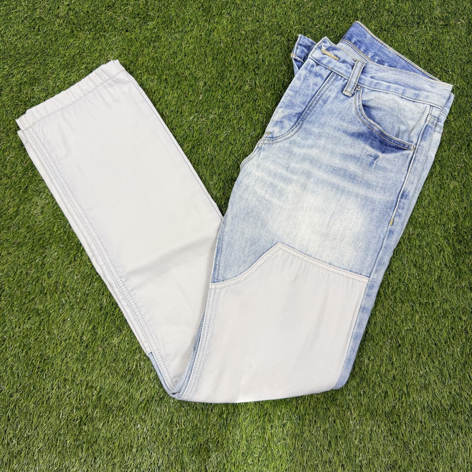 Unknown London Two-Tone Light Blue and White Denim Jeans Size US 29 - 1 Thumbnail