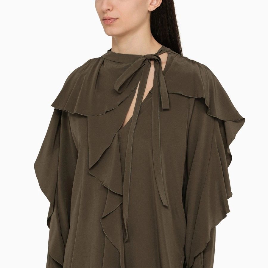 Victoria Beckham o1d2blof1124 Long Sleeves Silk Blouse in Dark Green Size XS / US 0-2 / IT 36-38 - 4 Thumbnail