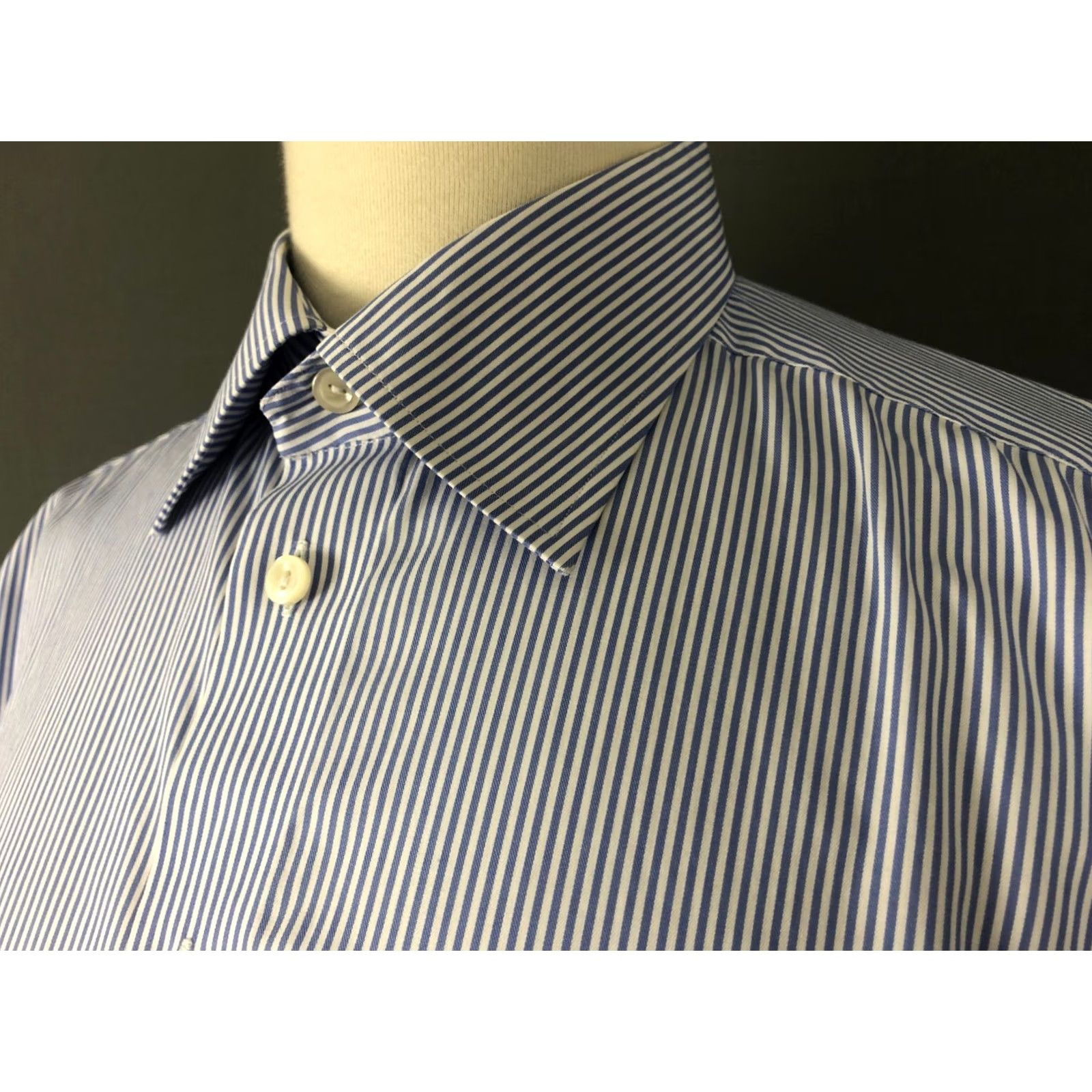 Eton ETON Shirt Button-Up Mens Size 45 White Striped Cotton Size US XL / EU 56 / 4 - 6 Thumbnail