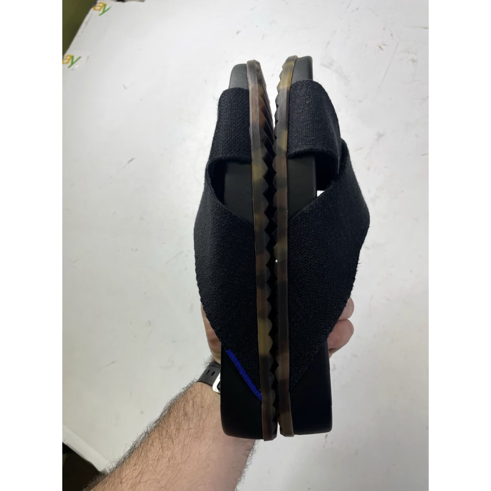 Vintage Rothy’s The Weekend Slide Sandals Womens 8 Black Hemp Cross Straps Slip On Sandal Womens Black 8 Size US 8 / IT 38 - 6 Thumbnail