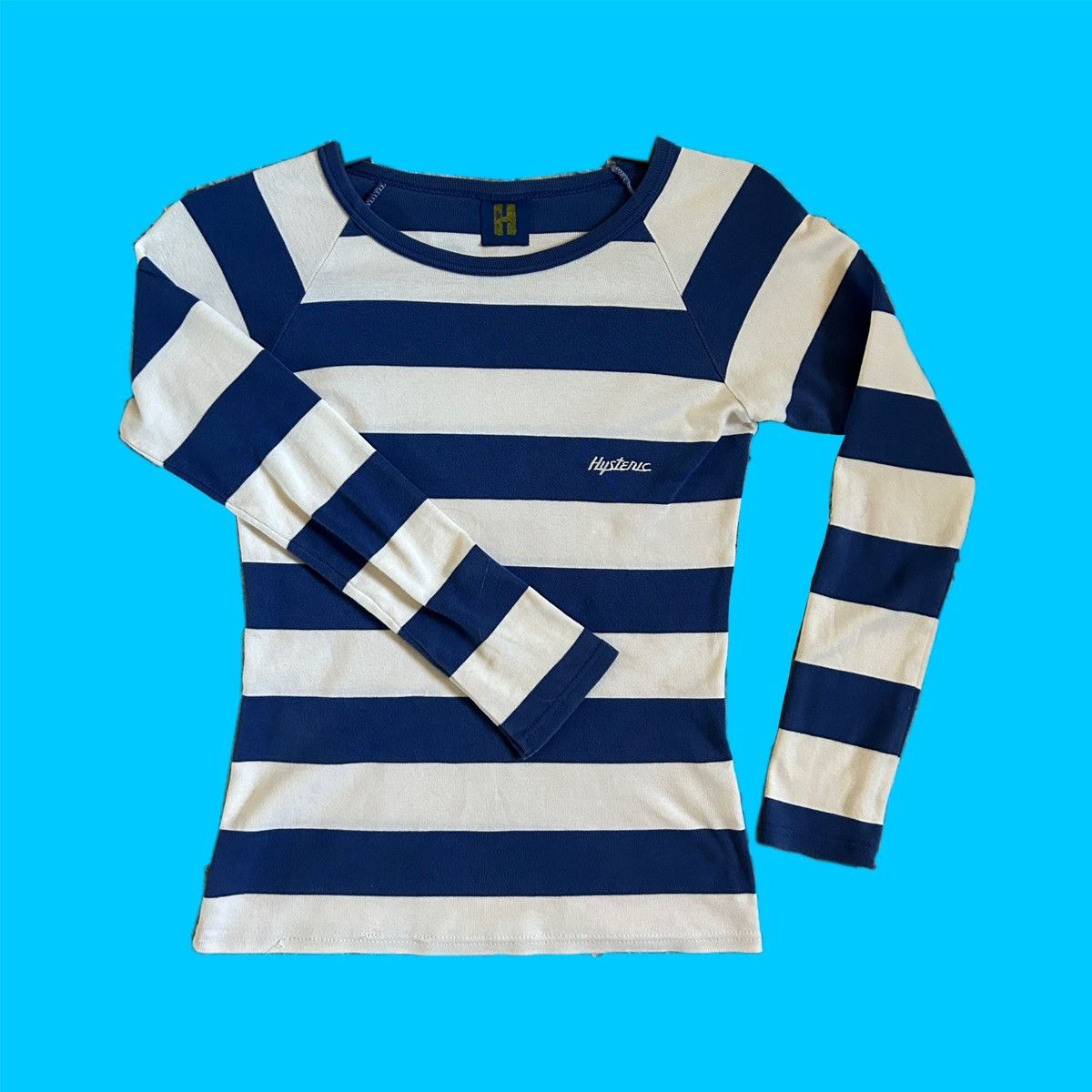 image of Angel Blue x Hysteric Glamour Long Sleeve in Blue White Stripes, Women's