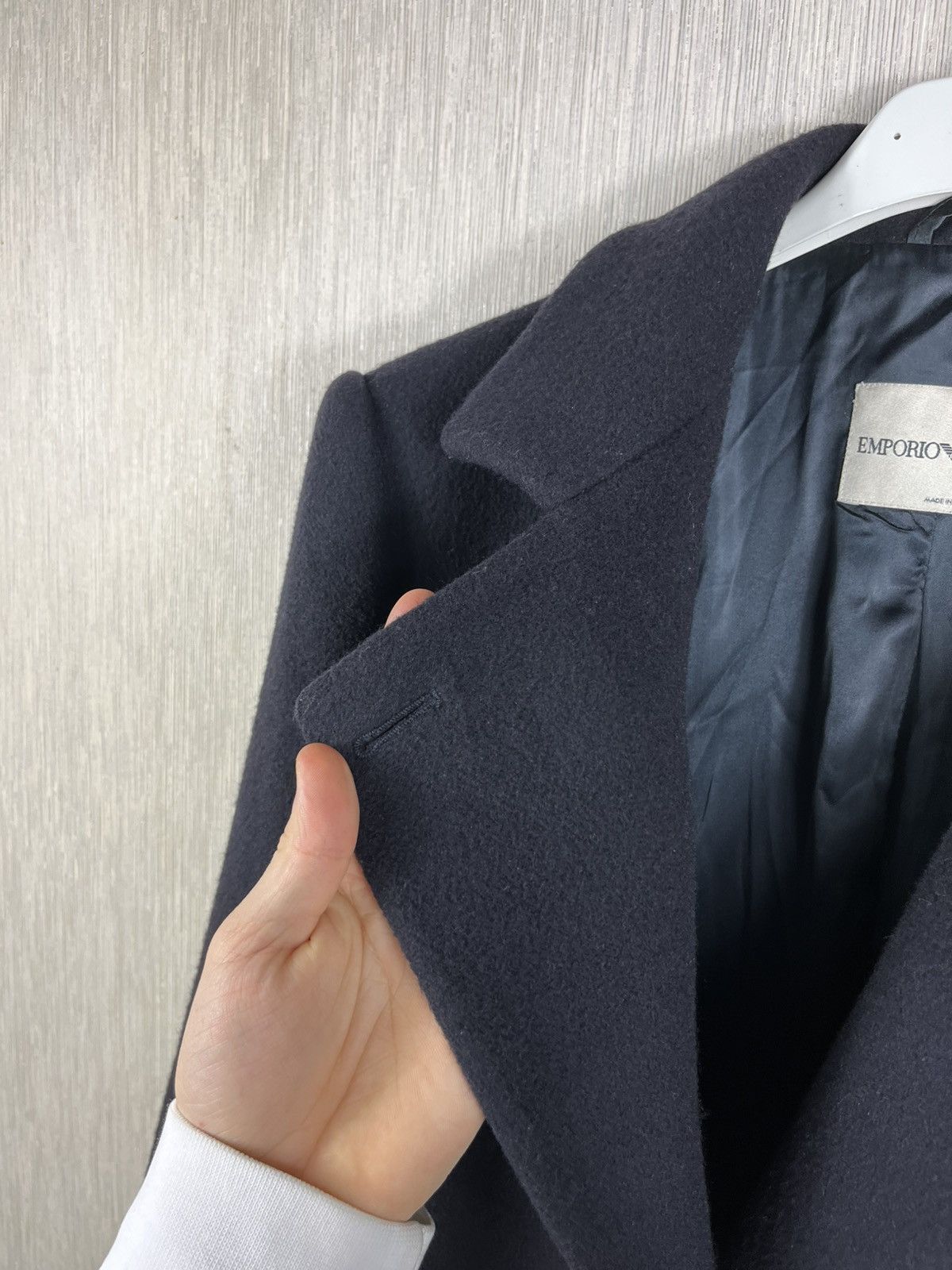 Emporio Armani Emporio Armani wool long navy luxury coat jacket Italian Size L / US 10 / IT 46 - 16 Thumbnail