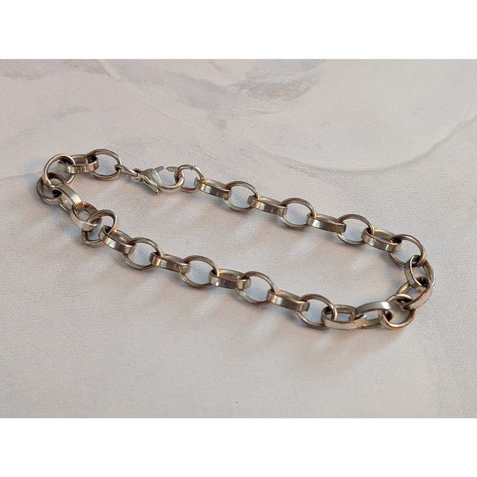 Vintage Vintage 1980s Classic Silver-Tone 7 1/2" Rolo Chain Bracelet Size ONE SIZE - 4 Thumbnail