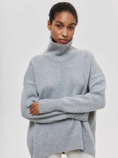 Japanese Brand Women Turtleneck Sweater Autumn Winter Solid Size ONE SIZE - 5 Thumbnail