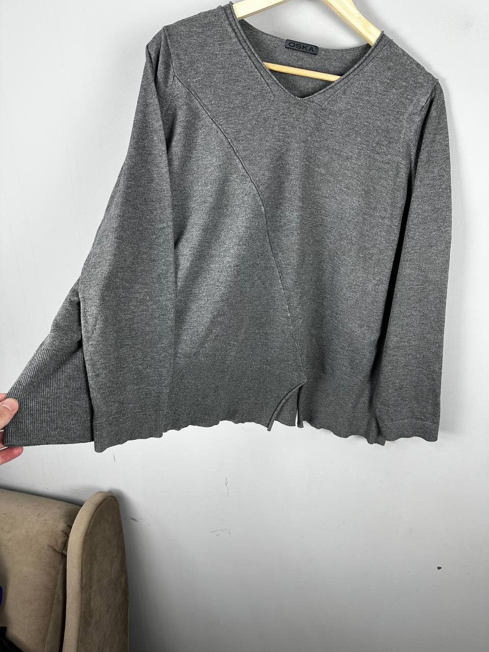 Japanese Brand Vintage Oska Luxury Cotton Asimetric Grey Sweatshirt Size S / US 4 / IT 40 - 7 Thumbnail
